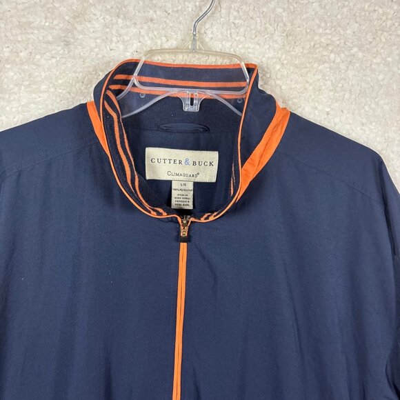 Cutter & Buck Climagard Navy Blue & Orange 1/4 Zip Pullover Jacket L - Picture 4 of 16